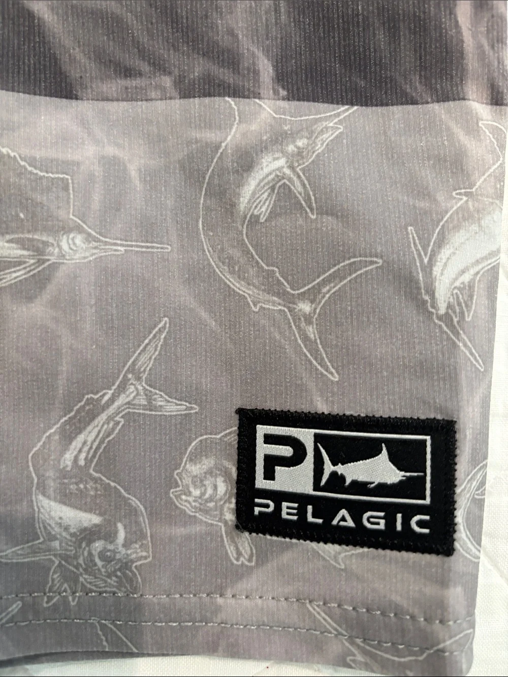 Pelagic Men’s Gray & Charcoal Striped Swim Board Shorts
